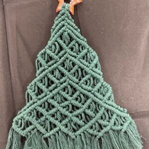 Green Macrame Christmas Tree Wall Hanging